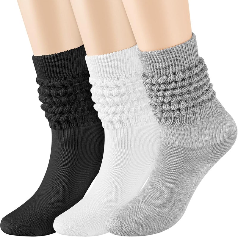 TRIITECH Store 3 Pairs Scrunchy Socks for Women,Slouch Socks Women Knee High Scrunch Socks Size 5-11 - Image 1